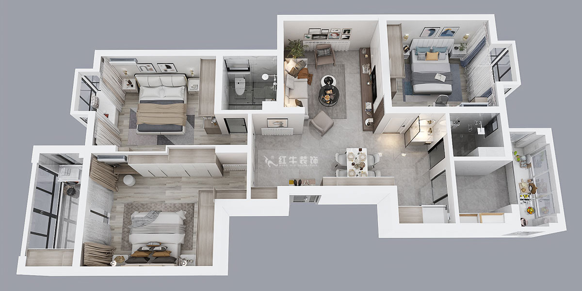 魏明花｜御道嘉庭7-1-402-132㎡-现代简约风格｜3室2厅2卫｜新房装修｜定制家￥218358｜全包21